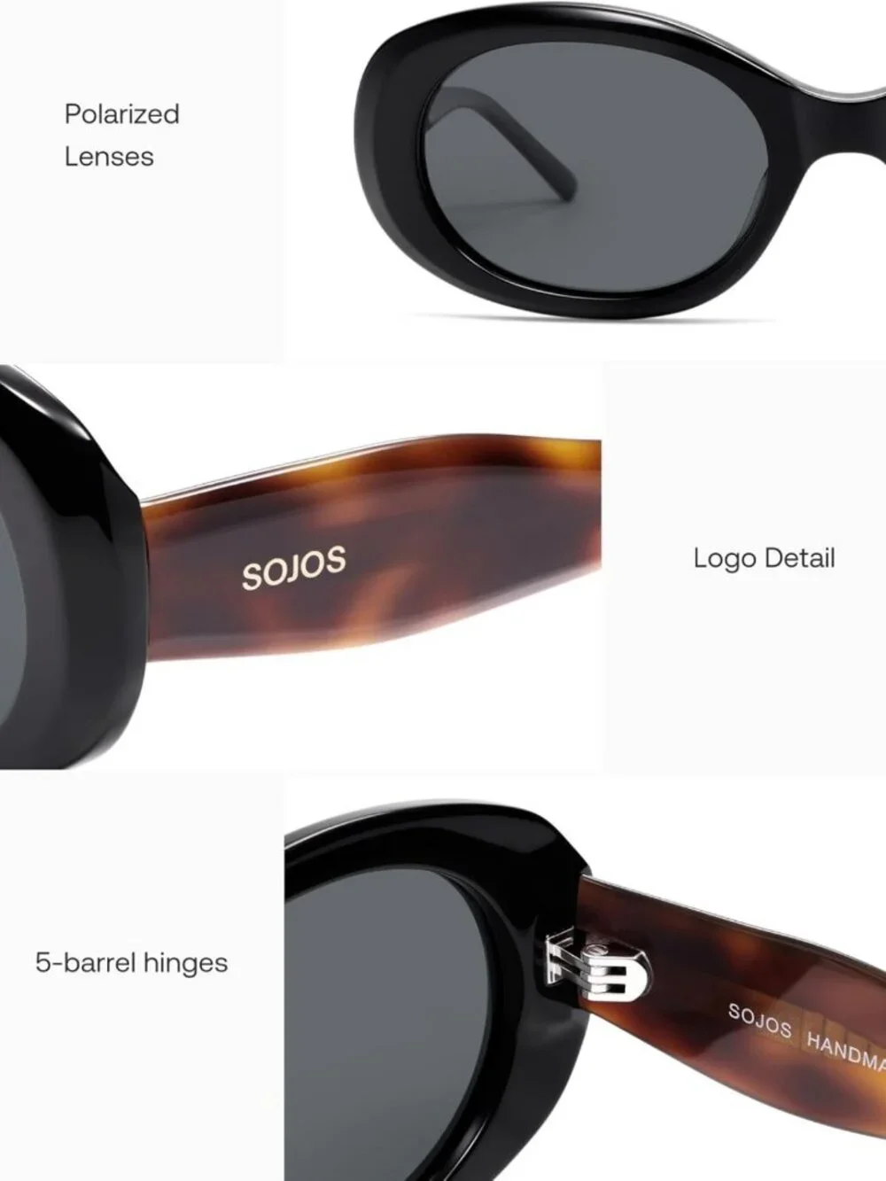Retro 90s Oval Polarized Sunglasses for Women - Stylish Acetate Shades